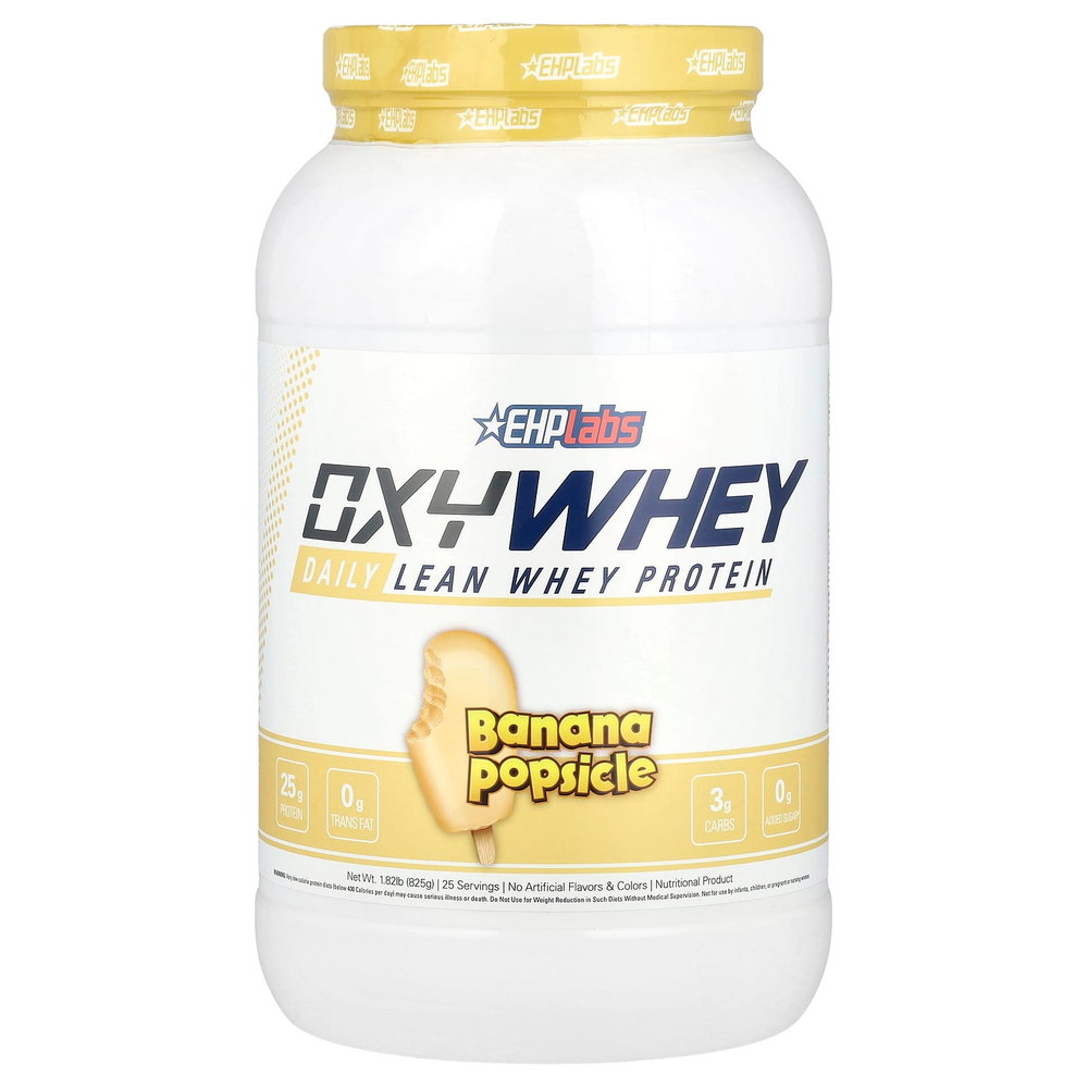 EHPlabs, OxyWhey, постный сывороточный протеин для ежедневного приема, банановое мороженое, 825 г (1,82 фунта)