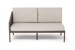 "Канны" правый модуль плетеный из роупа, каркас алюминий коричневый (RAL8016) муар, роуп коричневый круглый, ткань бежевая 15052