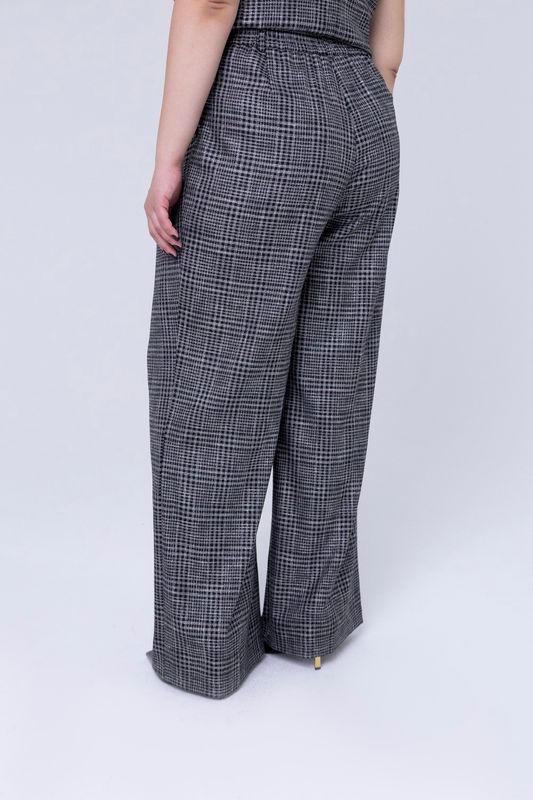 Брюки со стрелками, в клетку, серый