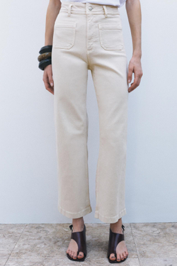 ZARA ДЖИНСЫ MARINE STRAIGHT LEG С ВЫСОКОЙ ПОСАДКОЙ И КАРМАНАМИ — ZW COLLECTION, КАМЕННО-СЕРЫЙ