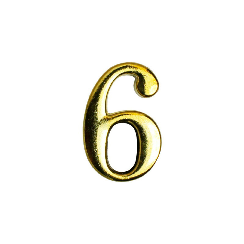 Цифра дверная АЛЛЮР золото "6" на клеевой основе/20