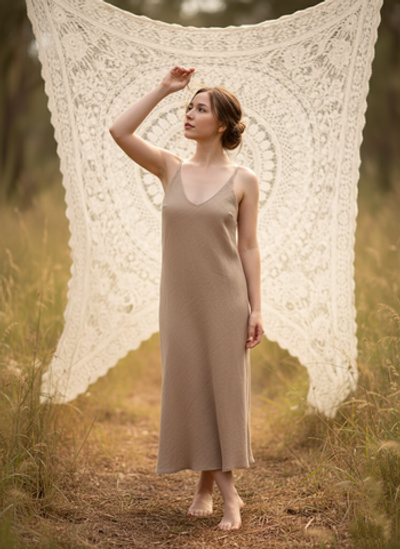 Платье Комбинация бежевого цвета