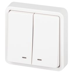 Выключатель ЭРА Эксперт 11-1525-01 двойной с подсветкой IP55, 10АХ-250В, СУ, белый