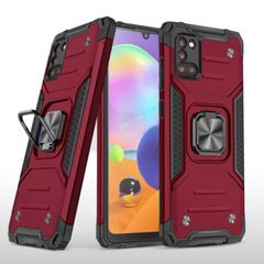Противоударный чехол для Samsung Galaxy A31 A315 красный с пластиной для магнитного автодержателя и кольцом подставкой / чехол с держателем на палец для Самсунг Галакси А31 А315