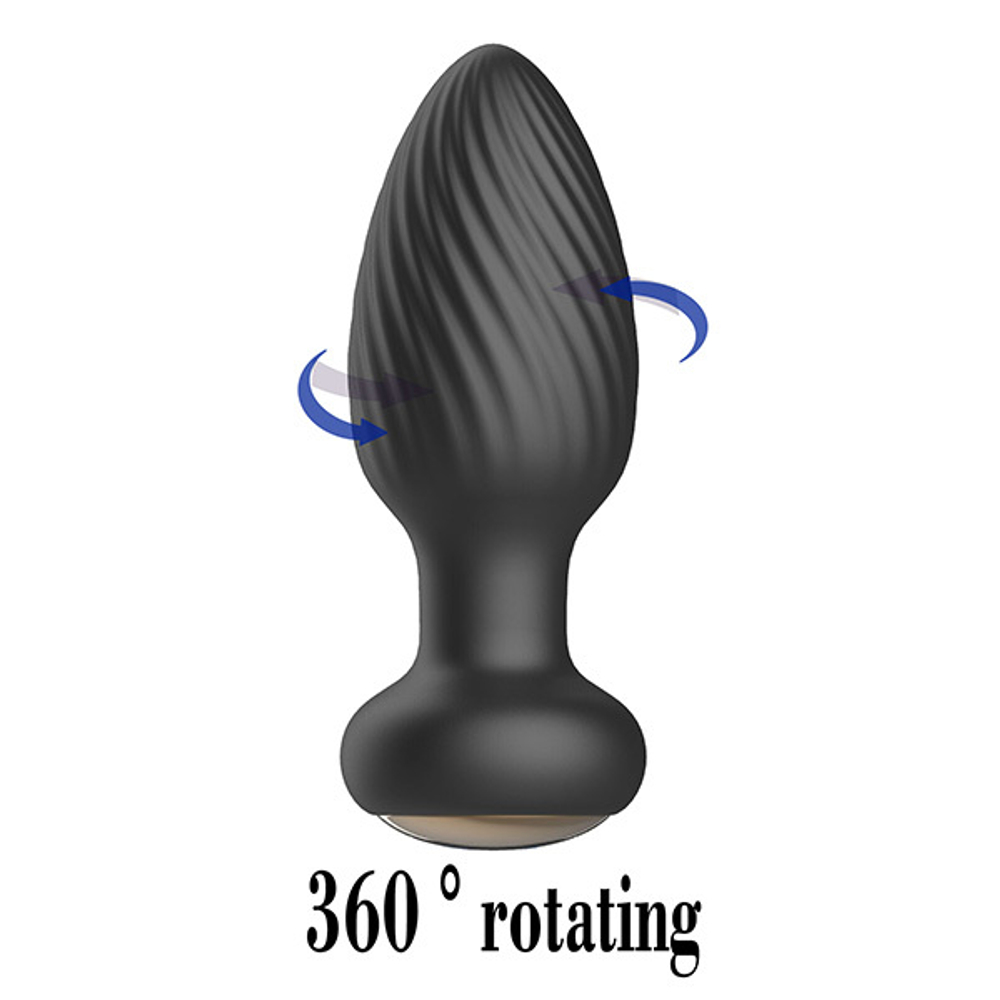 Черная анальная вибропробка 9,8см с вращением и пультом ДУ Secwell Twist Anal Plug Training SW1063