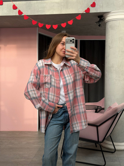 Рубашка в клетку розовый