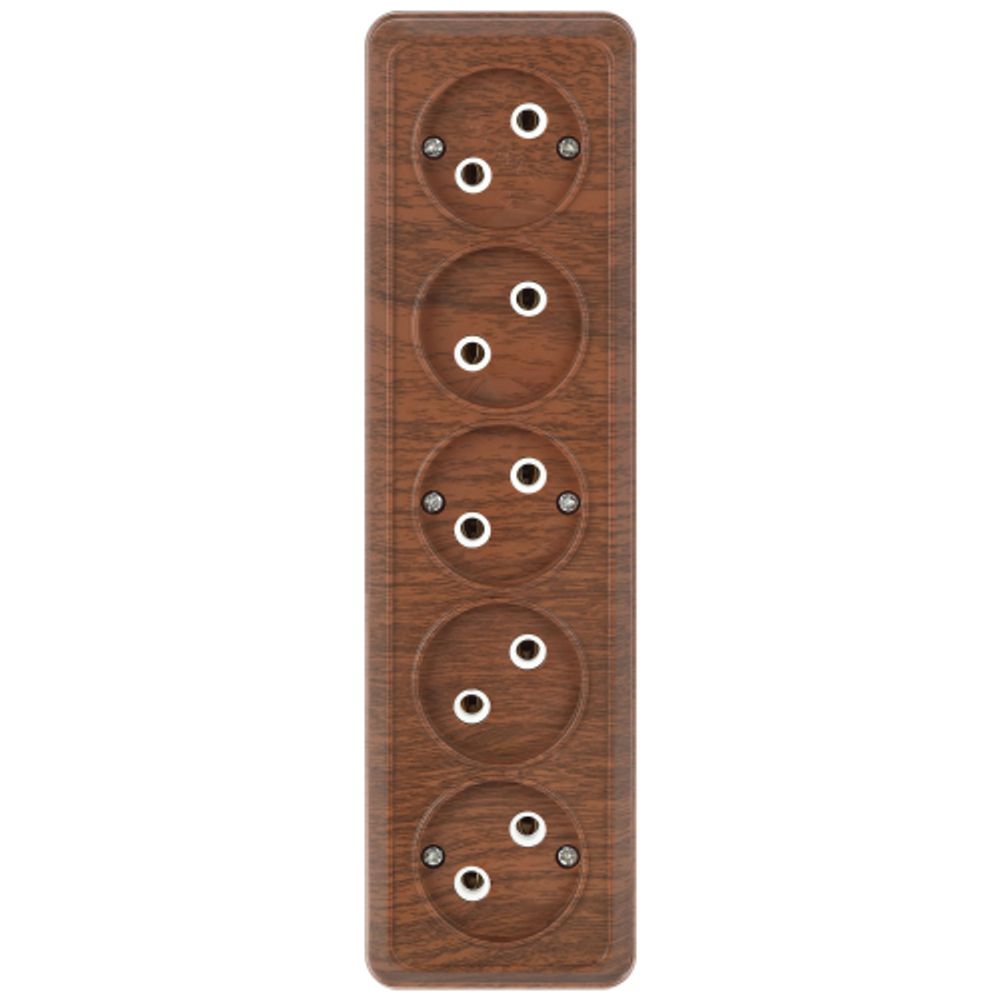 Розетка Intro Quadro 2-209-10 без заземления пятиместная 5х2P 16А-250В IP20 ОУ венге