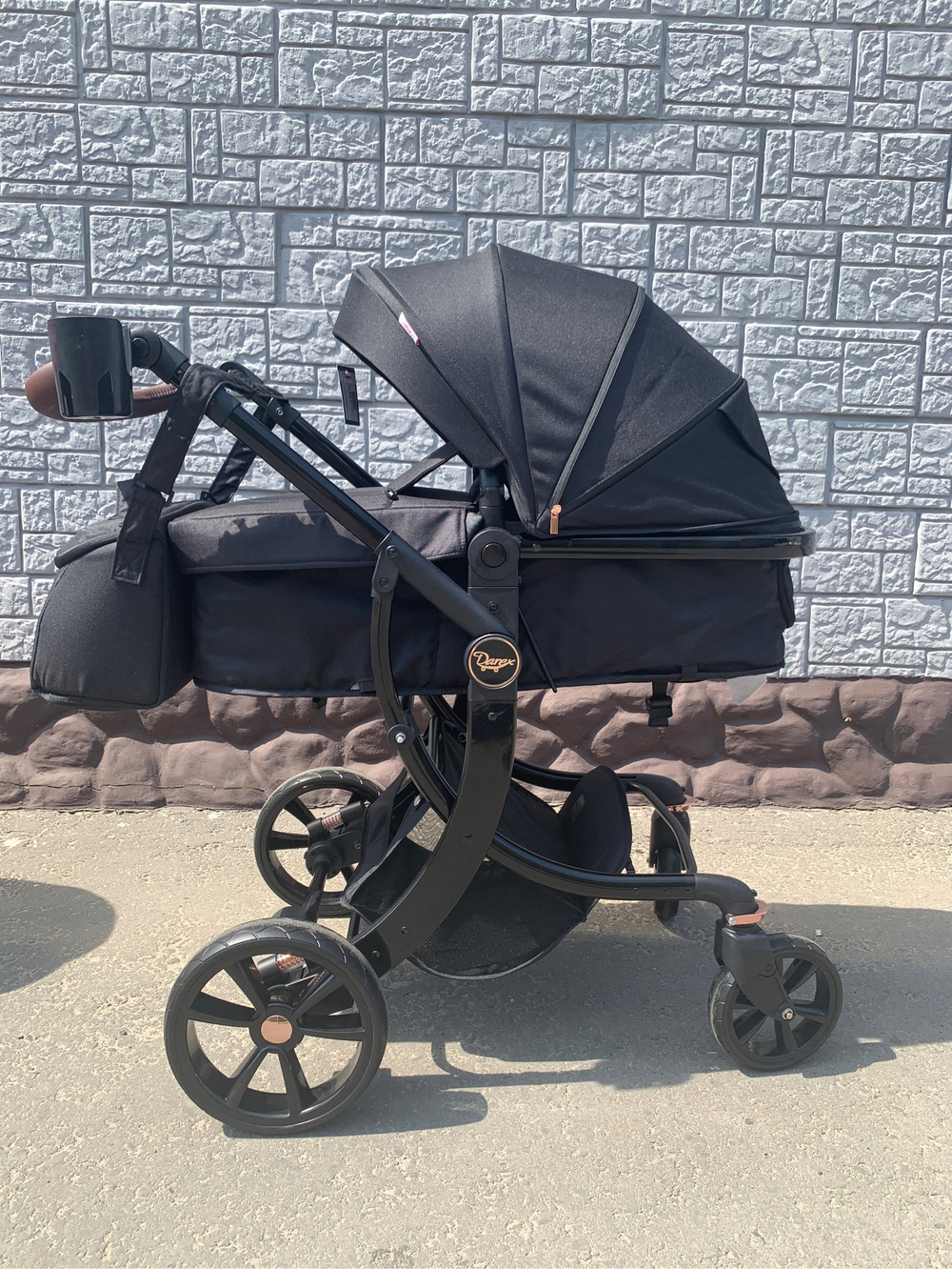 Коляска-трансформер 2в1 DAREX 608 Чёрный текстиль