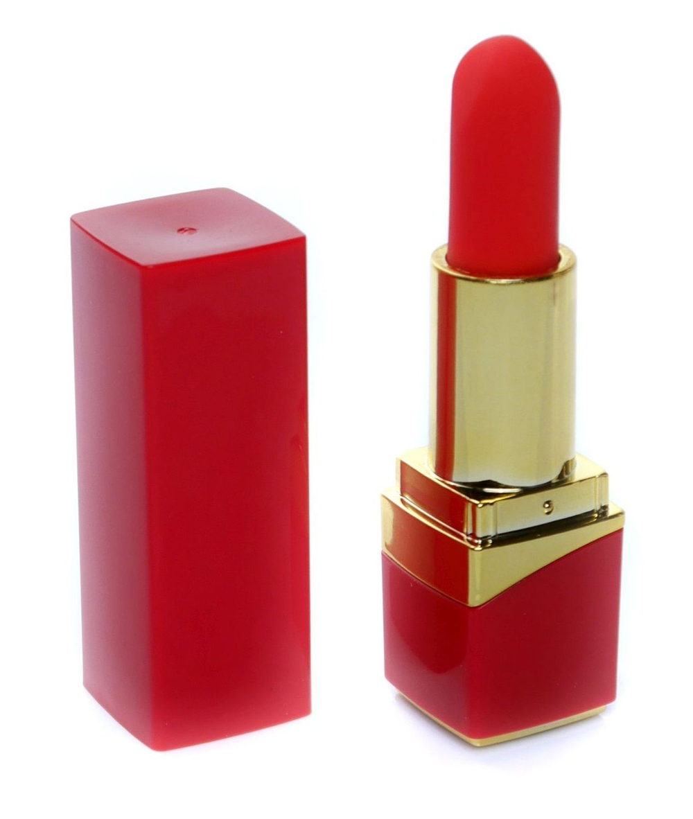 Красный мини-вибратор в форме помады (Цвет: красный)