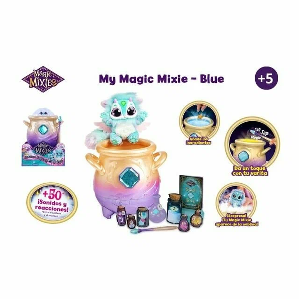 Magic Mixies Magical Misting Cauldron with Interactive 8 inch Blue Plush  - Большой интерактивный голубой котёл (30284)