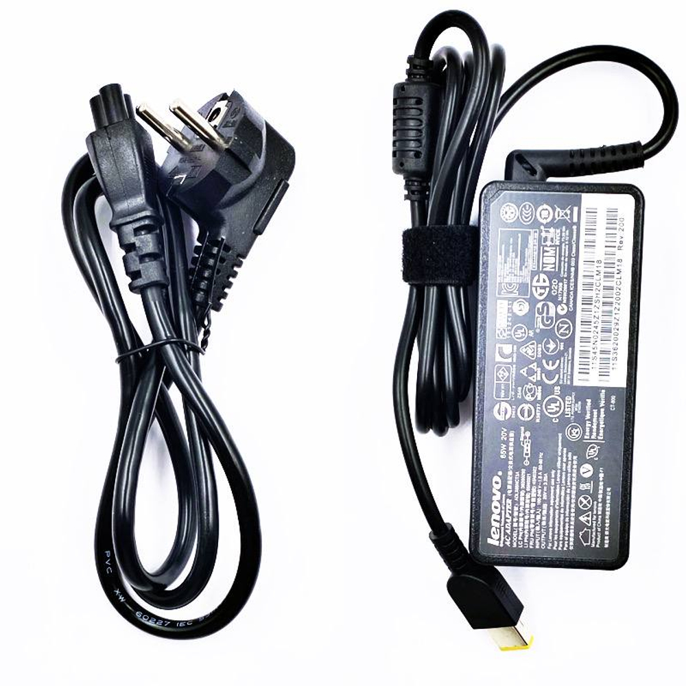 Блок питания для ноутбука Lenovo 20V, 3.25A, 65W (прямоугольный разъем)