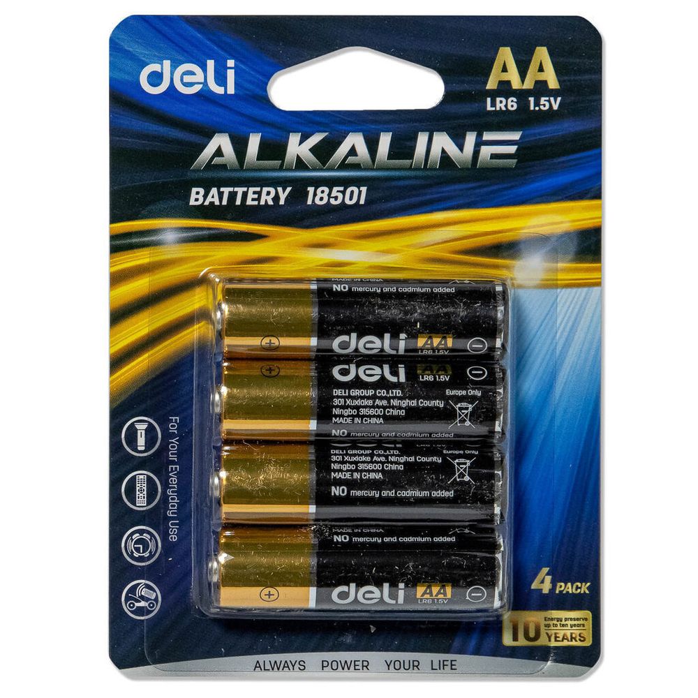 Батарейки Deli, АA LR-06, 4шт/упак