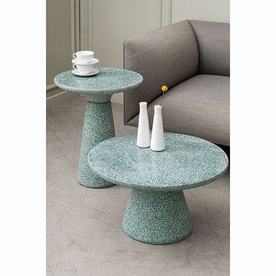 Журнальный столик Bayn, Ø60х32 см, зеленое терраццо