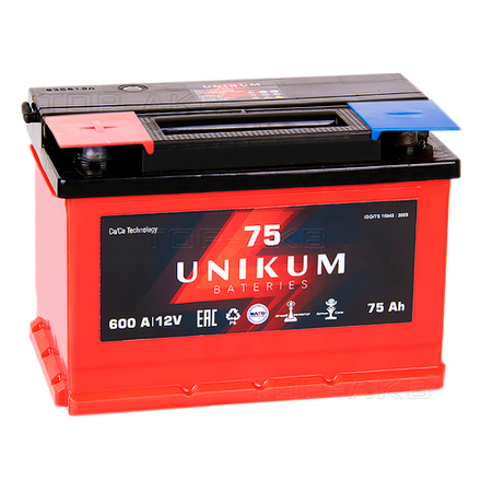 Аккумулятор UNIKUM 75-обратный 600А