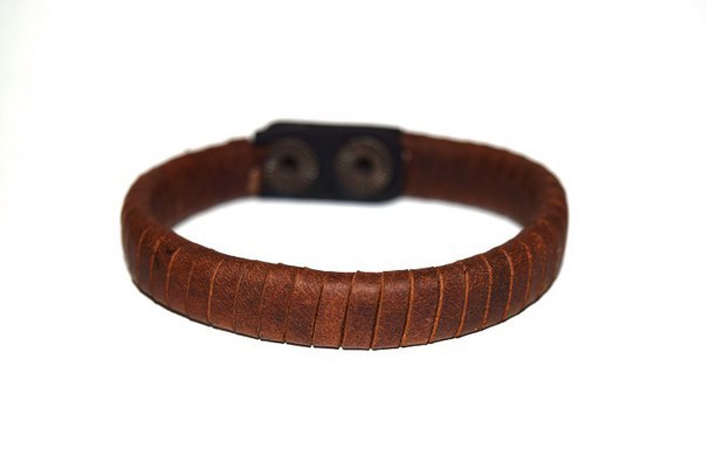 Стильный оригинальный российский коричневый браслет из натуральной кожи TRONIN N-64BR