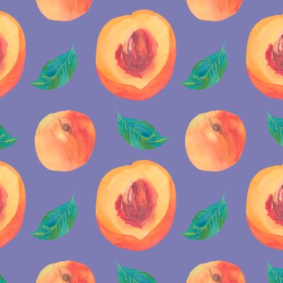 Бесшовный принт c акварельными персиками