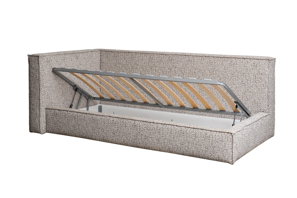 Кровать Garda Decor детская угловая Руна (Runa)-80 с мех шенилл серая Seppia-Ser 114*215*80 см