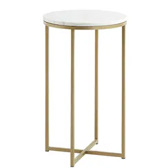 Приставной столик Sheffield Ø43х71 см, белый мрамор
