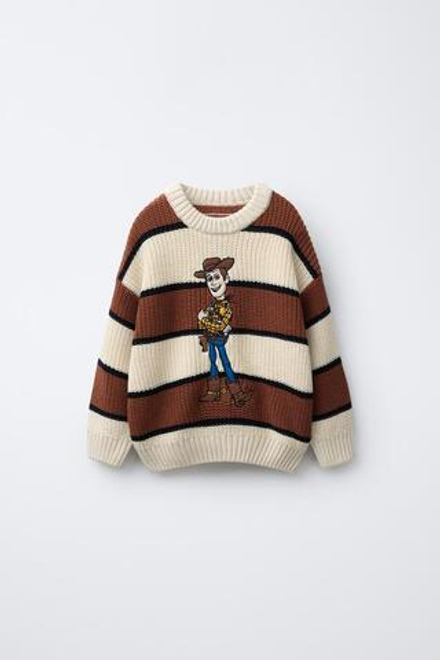 ZARA ДЖЕМПЕР В ПОЛОСКУ WOODY TOY STORY © DISNEY PIXAR, ЭКРЮ/КОРИЧНЕВЫЙ