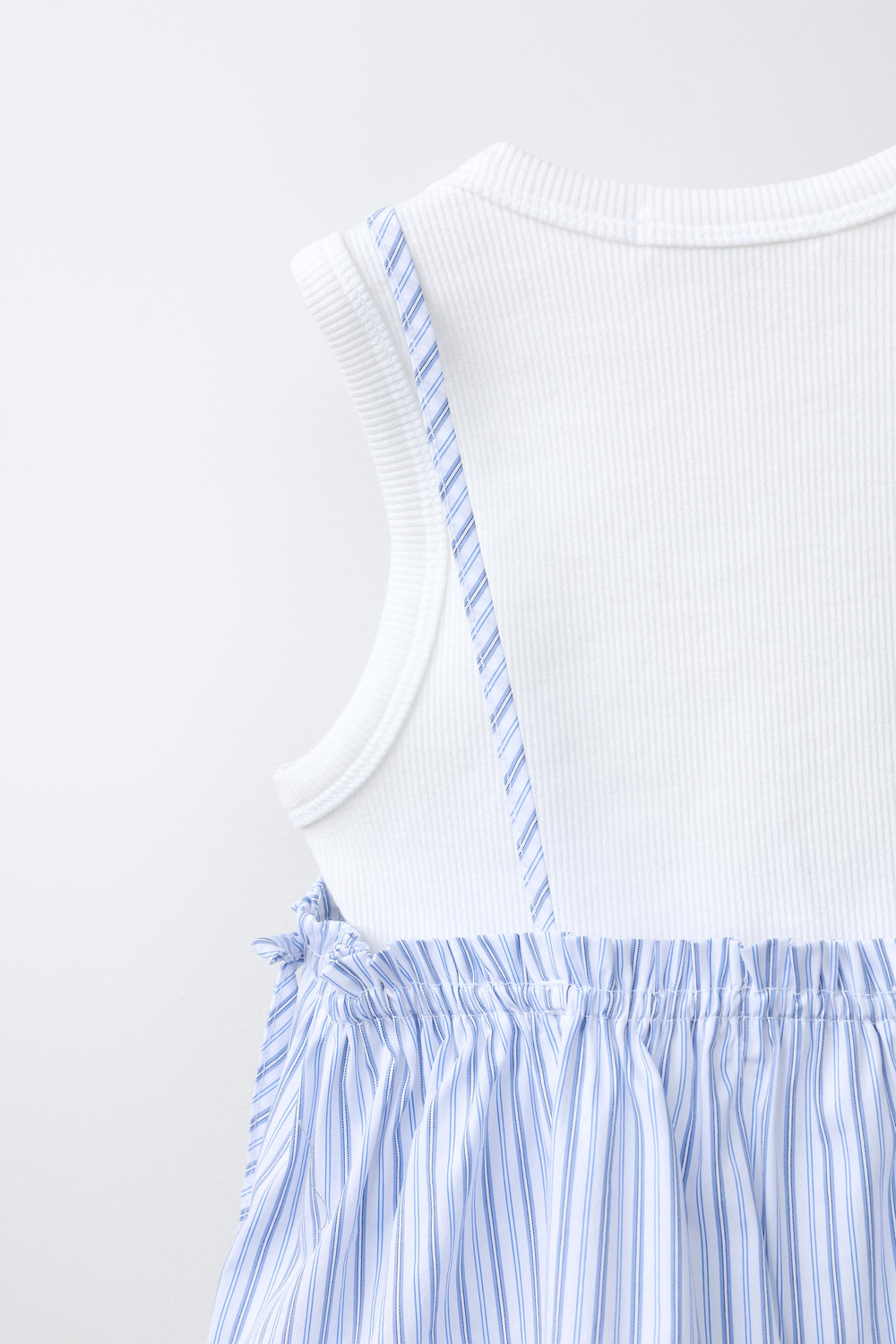 ZARA ТОП В ПОЛОСКУ С ФУТБОЛКОЙ В РУБЧИК, СИНИЙ