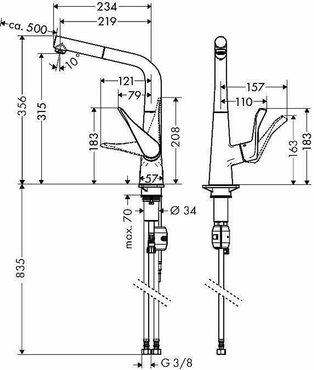 Смеситель для кухни Hansgrohe Metris 14821000