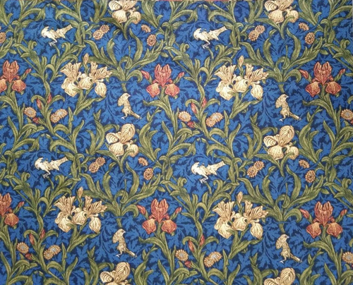 Гобеленовая ткань Ирисы синий фон ширина 150 см