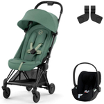 Коляска Cybex Coya Matt Black Frame Cloud T i-Size Sepia Black Plus Leaf Green с дождевиком и бампером