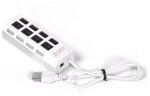 USB-Концентратор 4-USB-порта Smartbuy SBHA-7204-W с выключателем белый