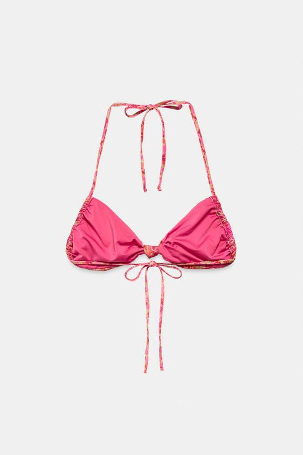 ZARA ТОП-БИКИНИ БАНДО С ЦВЕТОЧНЫМ ПРИНТОМ, РОЗОВЫЙ