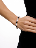 Браслет "Pearl charm" с черным агатом Silver