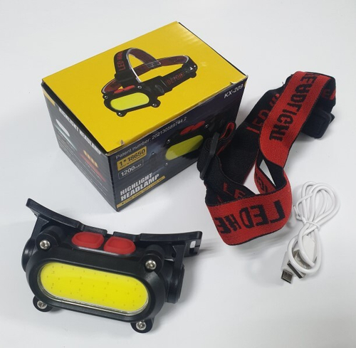 Фонарь налобный COB аккумуляторный, красный + белый свет, 4 режима (KPR)