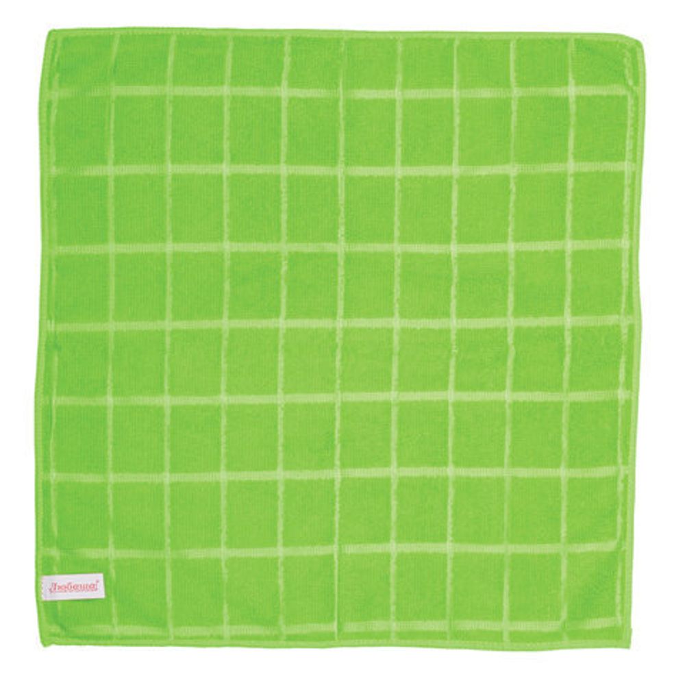 Салфетки из МИКРОФИБРЫ универсальные 40х40 см, КОМПЛЕКТ 3 шт., КЛЕТКА, зеленые, 220 г/м2, ЛЮБАША, 603948