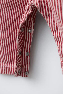 ZARA ДЛИННЫЙ КОМБИНЕЗОН ИЗ ТВИЛА В ПОЛОСКУ С СЕРДЦЕМ, КРАСНЫЙ/БЕЛЫЙ