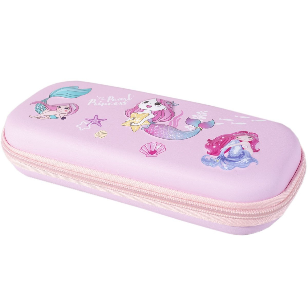 Пенал EVA Alingar, 1 отделение, откидная планка, карман сетка, объемный рисунок, 95 х 210 мм, "Русалочки", микс (голубой, розовый)