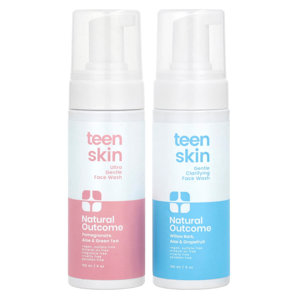 Natural Outcome, TeenSkin, дуэт для умывания, очищающий гель для душа, 1 набор, 150 мл (5 унций)