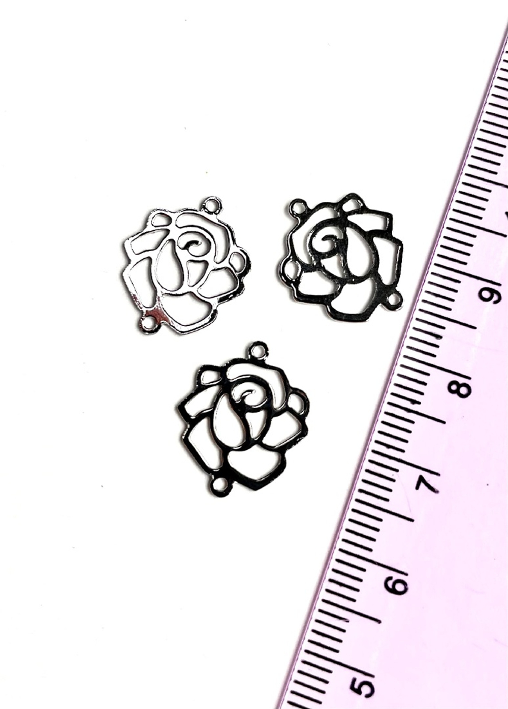 4003-р Коннектор "Роза" 14*16мм, родий