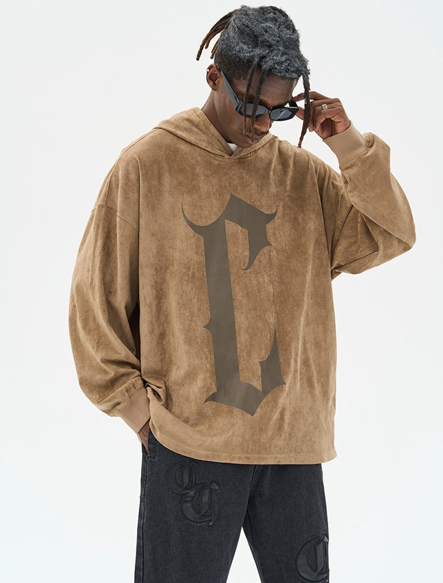 Худи HARSHandCRUEL "C Logo" Oversized Suede Hoodie