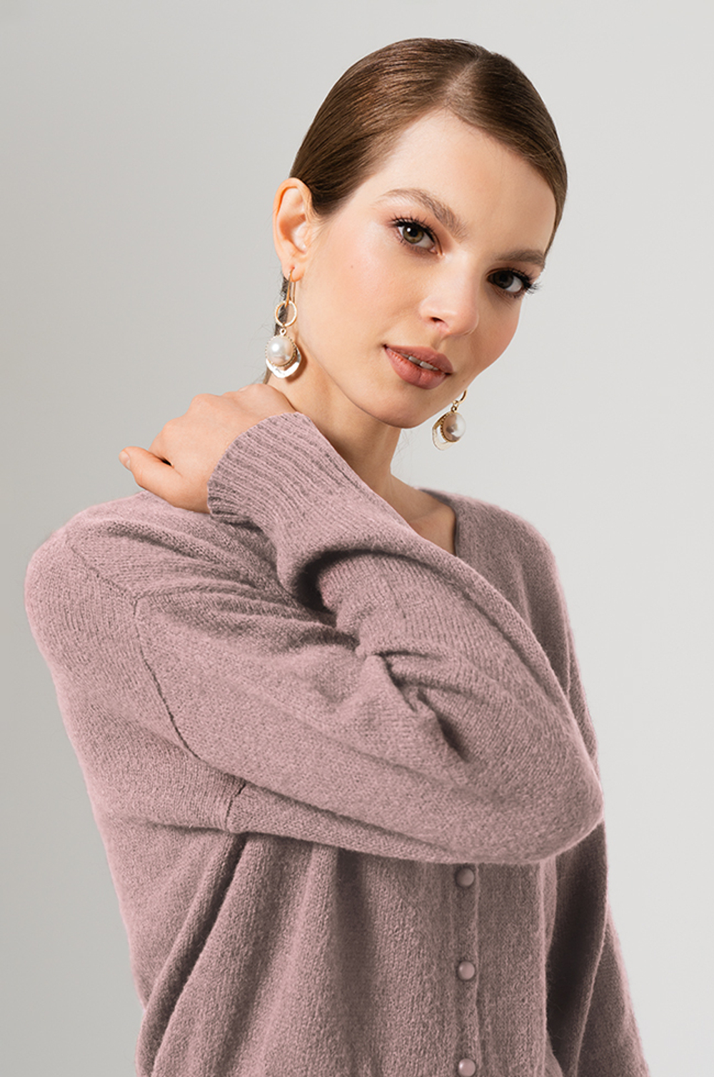 1893 Кардиган женский (серо-розовый)