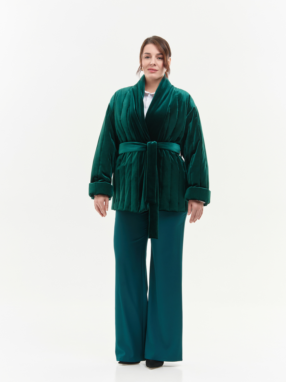 Утепленное кимоно (изумрудный)