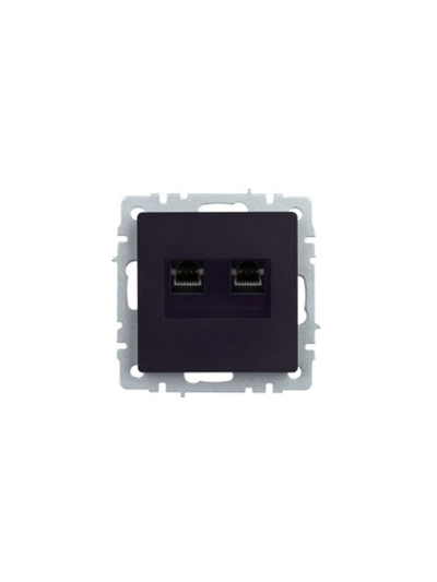 Розетка компьютерная двойн. СП RJ45 кат.5E BRITE РК10-2-БрЧ механизм черн. IEK BR-K20-1-K02