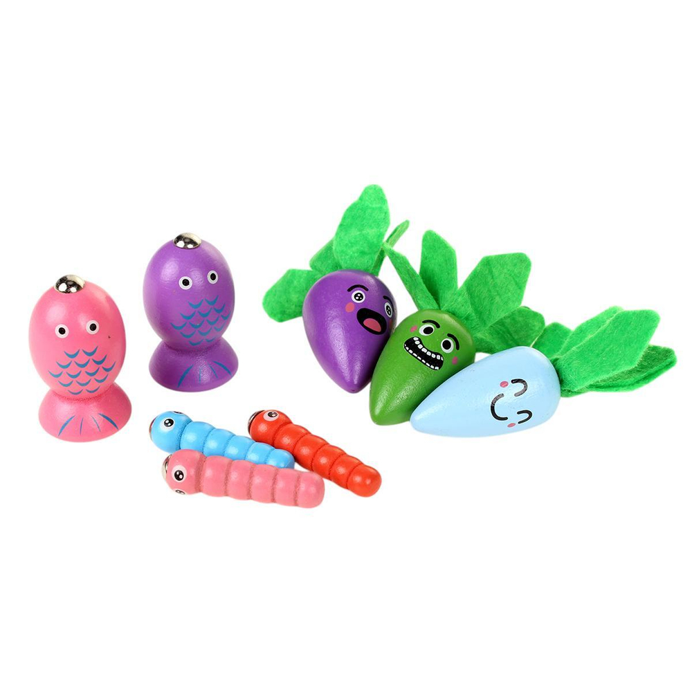 Развивающая игрушка деревянная Рыбалка пруд, огород, коробка C-41682