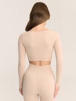 Бесшовный кроп топ с длинным рукавом