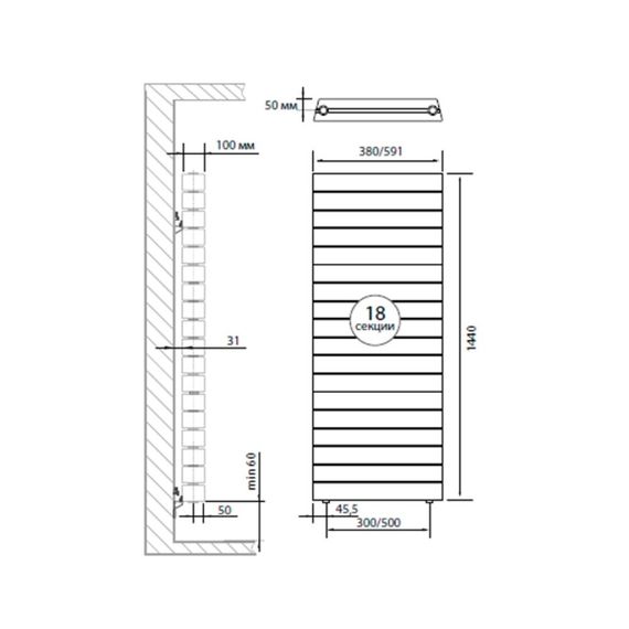 Радиатор Royal Thermo PianoForte Tower Silver Satin - 18 секц. — (2)