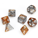 Chessex 7-dice set Gemini Copper-Steel/White
