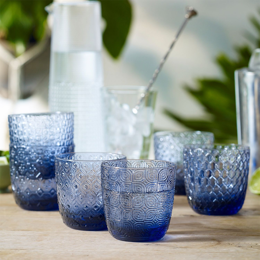 Стакан 310мл IVV Sixties синий индиго, узор Джейн