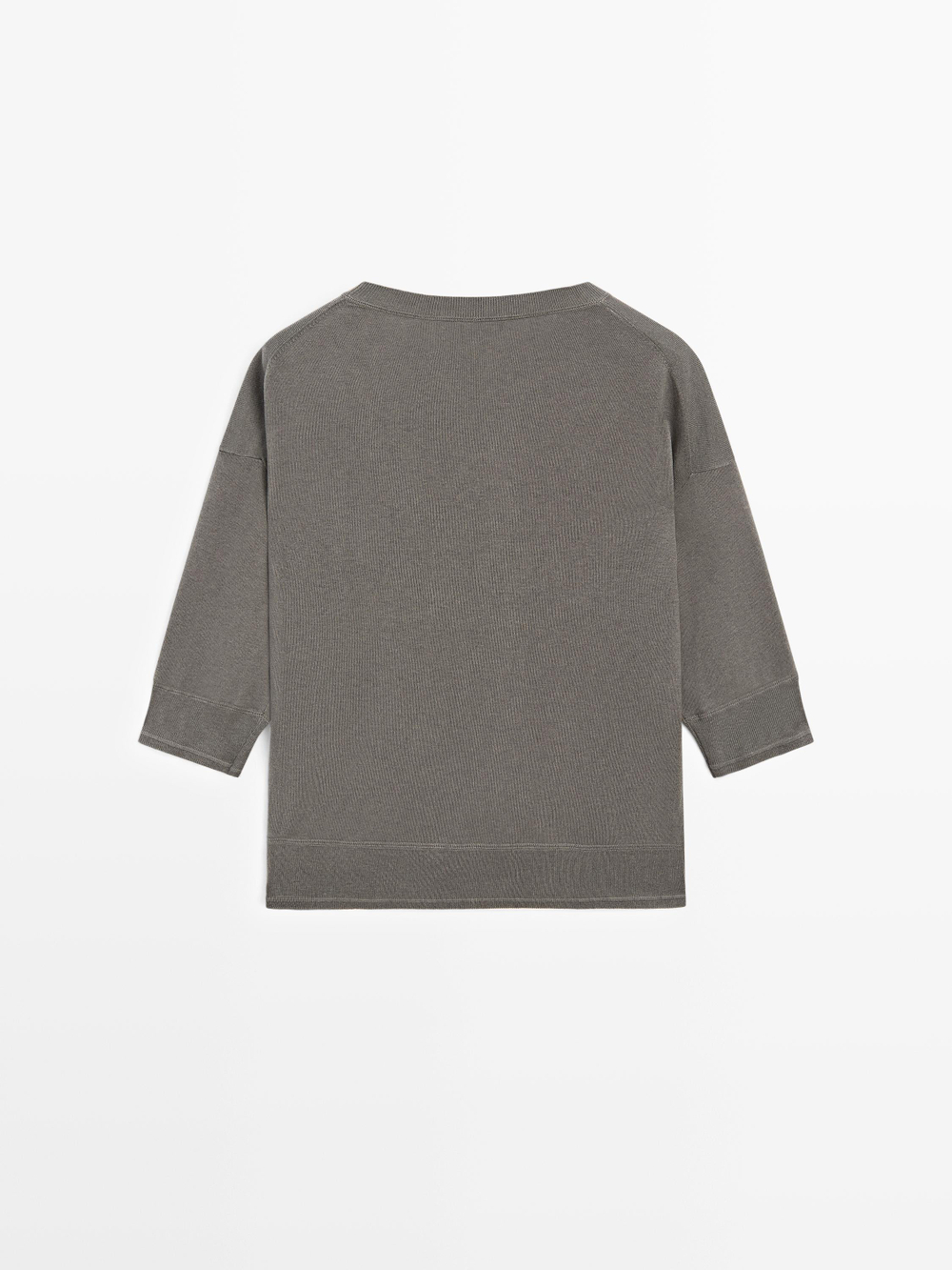 Massimo Dutti Свитер из смешанного хлопка с короткими рукавами, кротово-коричневый