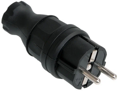 Вилка сетевая с заземлением 16А прямая чёрная
