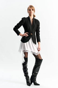 Юбка-мини с кружевом и воланом 1277 молоко