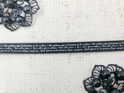 Лента репсовая принт, ш. 1 см, чёрный