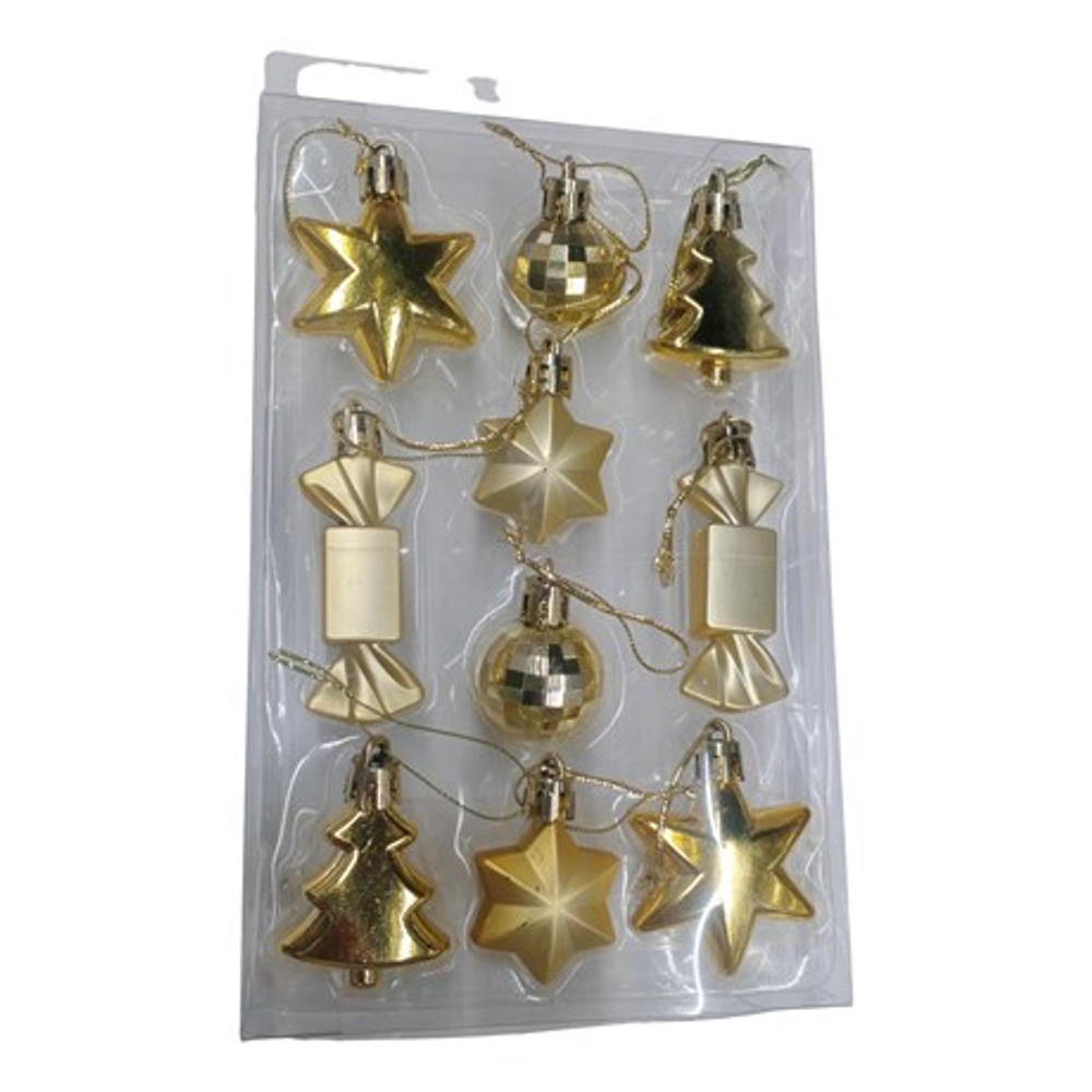 Набор подвесок "Праздничное настроение", золото, 10 шт. (Аспект)